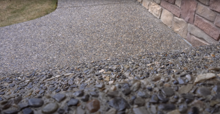 Brand new exposed aggregate pathway installed for a client after getting a brand new exposed aggregate driveway installed.